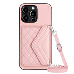 Custodia per telefono RFID con struttura rombica e cordino lungo, For iPhone 15 Pro Max, For iPhone 15 Pro, For iPhone 15 Plus, For iPhone 15