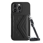 Custodia per telefono RFID con struttura rombica e cordino lungo, For iPhone 15 Pro Max, For iPhone 15 Pro, For iPhone 15 Plus, For iPhone 15