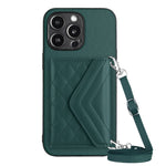 Custodia per telefono RFID con struttura rombica e cordino lungo, For iPhone 15 Pro Max, For iPhone 15 Pro, For iPhone 15 Plus, For iPhone 15