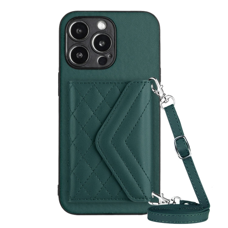 Custodia per telefono RFID con struttura rombica e cordino lungo, For iPhone 15 Pro Max, For iPhone 15 Pro, For iPhone 15 Plus, For iPhone 15