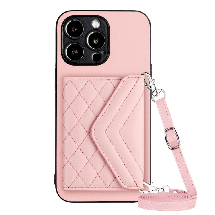 Custodia per telefono RFID con struttura rombica e cordino lungo, For iPhone 15 Pro Max, For iPhone 15 Pro, For iPhone 15 Plus, For iPhone 15