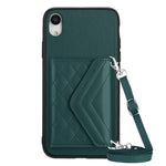 Custodia per telefono RFID con struttura rombica e cordino lungo, For iPhone XS / X, For iPhone XR, For iPhone XS Max, For iPhone 8 Plus / 7 Plus