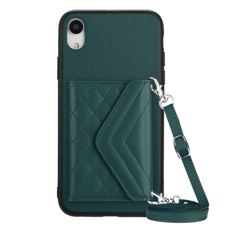 Custodia per telefono RFID con struttura rombica e cordino lungo, For iPhone XS / X, For iPhone XR, For iPhone XS Max, For iPhone 8 Plus / 7 Plus