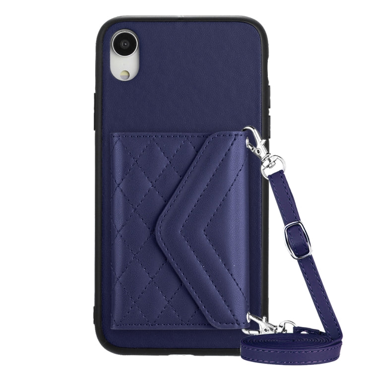 Custodia per telefono RFID con struttura rombica e cordino lungo, For iPhone XS / X, For iPhone XR, For iPhone XS Max, For iPhone 8 Plus / 7 Plus