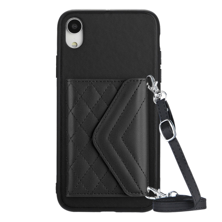 Custodia per telefono RFID con struttura rombica e cordino lungo, For iPhone XS / X, For iPhone XR, For iPhone XS Max, For iPhone 8 Plus / 7 Plus