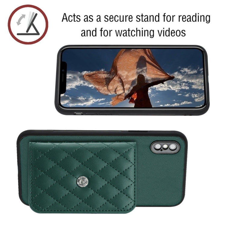 Custodia per telefono RFID con struttura rombica e cordino lungo, For iPhone XS / X, For iPhone XR, For iPhone XS Max, For iPhone 8 Plus / 7 Plus