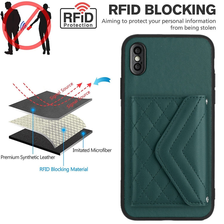 Custodia per telefono RFID con struttura rombica e cordino lungo, For iPhone XS / X, For iPhone XR, For iPhone XS Max, For iPhone 8 Plus / 7 Plus