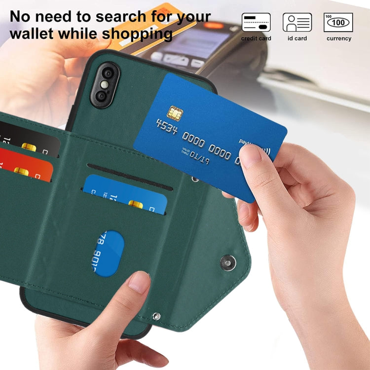 Custodia per telefono RFID con struttura rombica e cordino lungo, For iPhone XS / X, For iPhone XR, For iPhone XS Max, For iPhone 8 Plus / 7 Plus