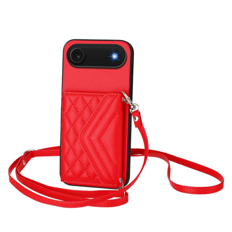 Custodia per telefono RFID con struttura rombica e cordino lungo, For iPhone 17 Pro Max, For iPhone 17 Pro, For iPhone 17, For iPhone Air