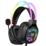 ONIKUMA X22 USB + Cuffie da gioco cablate con luce colorata da 3,5 mm con microfono, Lunghezza cavo: 1,8 m, X22