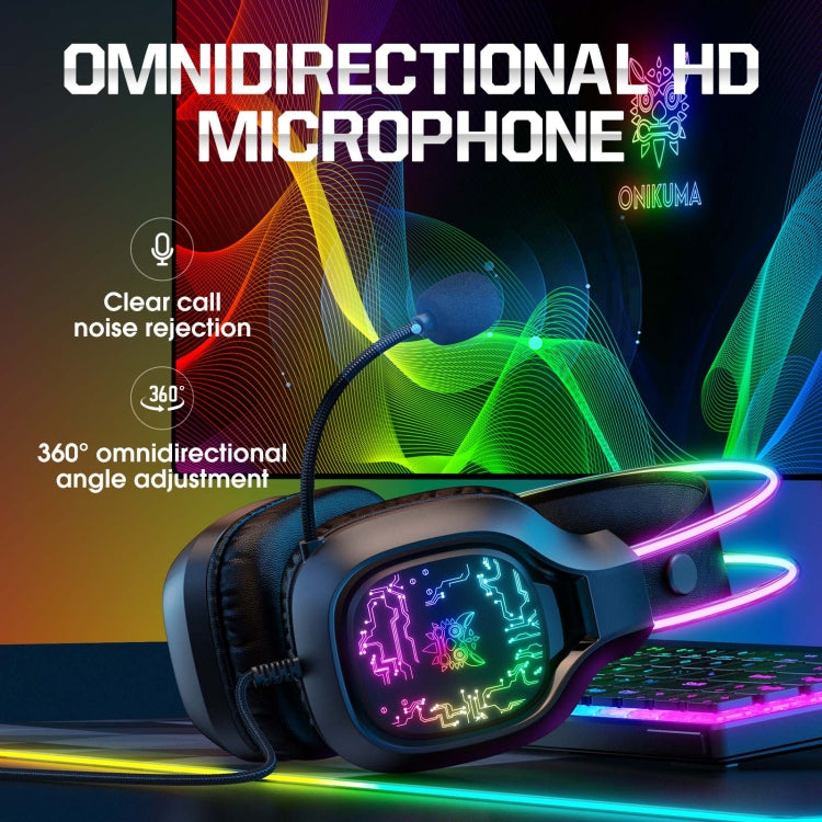 ONIKUMA X22 USB + Cuffie da gioco cablate con luce colorata da 3,5 mm con microfono, Lunghezza cavo: 1,8 m, X22