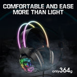 ONIKUMA X22 USB + Cuffie da gioco cablate con luce colorata da 3,5 mm con microfono, Lunghezza cavo: 1,8 m, X22