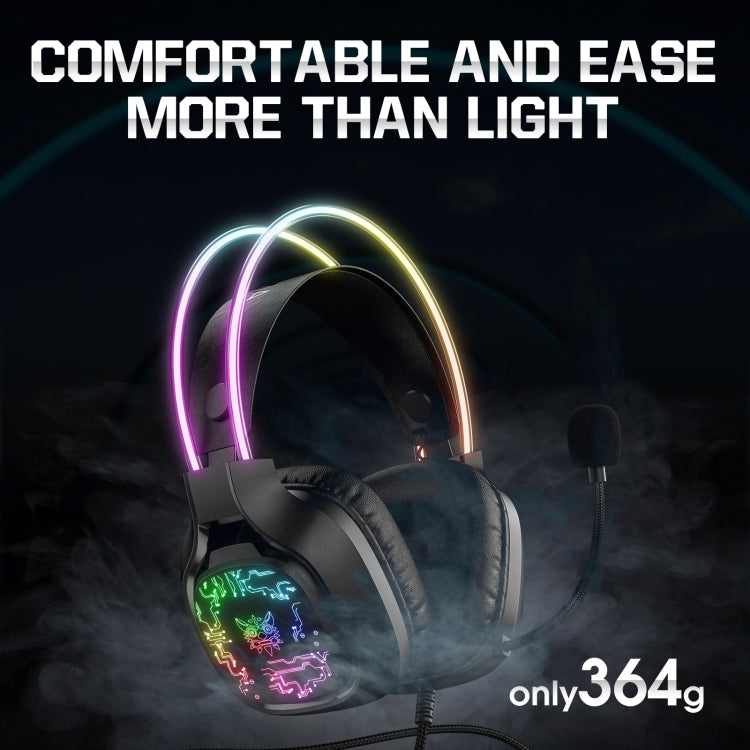 ONIKUMA X22 USB + Cuffie da gioco cablate con luce colorata da 3,5 mm con microfono, Lunghezza cavo: 1,8 m, X22