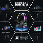 ONIKUMA X22 USB + Cuffie da gioco cablate con luce colorata da 3,5 mm con microfono, Lunghezza cavo: 1,8 m, X22
