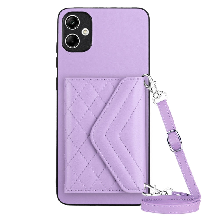 Custodia per telefono RFID con struttura rombica e cordino lungo, For Samsung Galaxy A25 5G, For Samsung Galaxy S23 FE 5G, For Samsung Galaxy A24 4G, For Samsung Galaxy A04e 4G / M04 4G