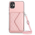 Custodia per telefono RFID con struttura rombica e cordino lungo, For Samsung Galaxy S24 5G, For Samsung Galaxy A15, For Samsung Galaxy A05 4G, For Samsung Galaxy A05s 4G