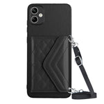 Custodia per telefono RFID con struttura rombica e cordino lungo, For Samsung Galaxy S24 5G, For Samsung Galaxy A15, For Samsung Galaxy A05 4G, For Samsung Galaxy A05s 4G
