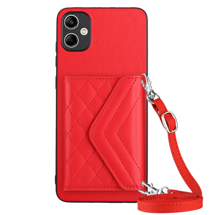 Custodia per telefono RFID con struttura rombica e cordino lungo, For Samsung Galaxy S24 5G, For Samsung Galaxy A15, For Samsung Galaxy A05 4G, For Samsung Galaxy A05s 4G