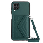 Custodia per telefono RFID con struttura rombica e cordino lungo, For Samsung Galaxy S21 FE, For Samsung Galaxy A52, For Samsung Galaxy A12