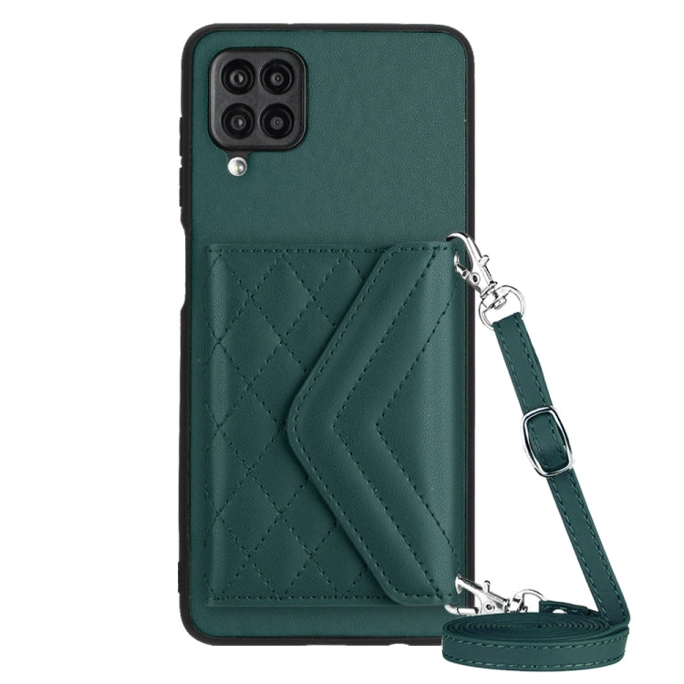 Custodia per telefono RFID con struttura rombica e cordino lungo, For Samsung Galaxy S21 FE, For Samsung Galaxy A52, For Samsung Galaxy A12
