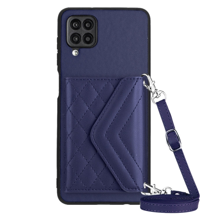 Custodia per telefono RFID con struttura rombica e cordino lungo, For Samsung Galaxy S21 FE, For Samsung Galaxy A52, For Samsung Galaxy A12