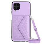 Custodia per telefono RFID con struttura rombica e cordino lungo, For Samsung Galaxy S21 FE, For Samsung Galaxy A52, For Samsung Galaxy A12