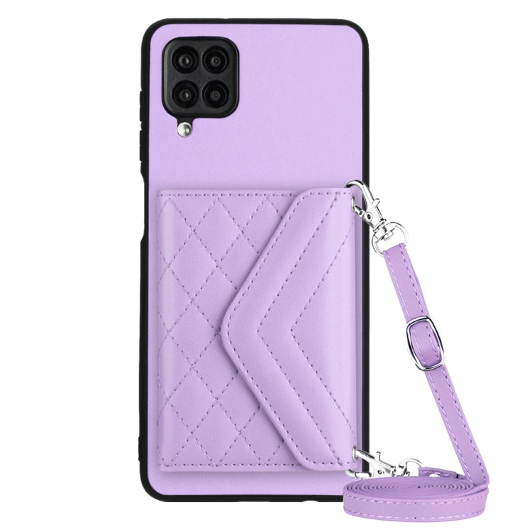 Custodia per telefono RFID con struttura rombica e cordino lungo, For Samsung Galaxy S21 FE, For Samsung Galaxy A52, For Samsung Galaxy A12