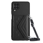 Custodia per telefono RFID con struttura rombica e cordino lungo, For Samsung Galaxy S21 FE, For Samsung Galaxy A52, For Samsung Galaxy A12