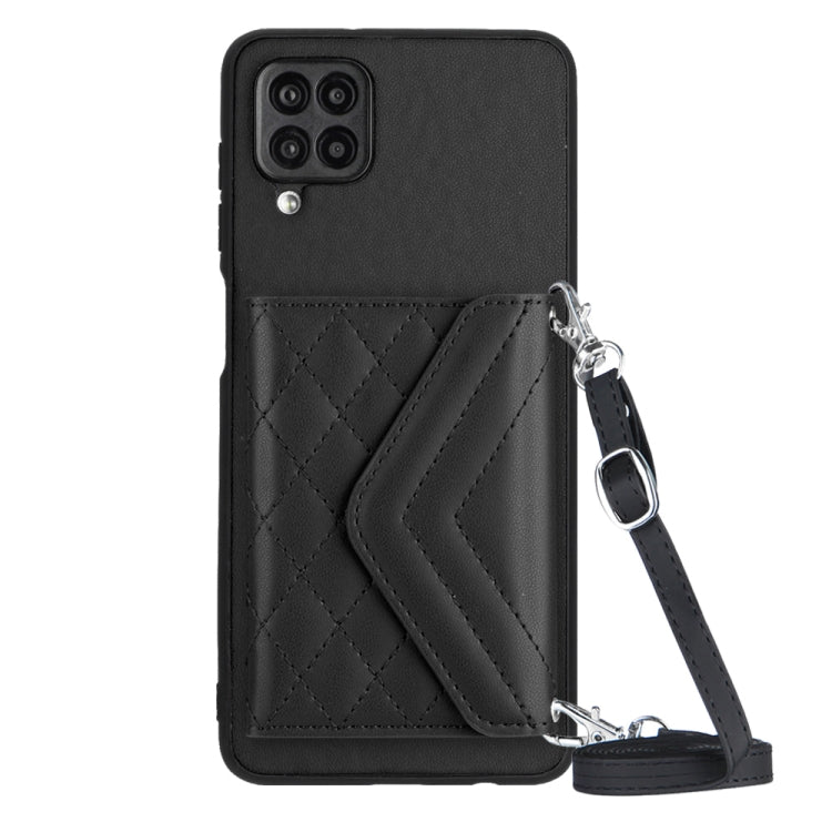 Custodia per telefono RFID con struttura rombica e cordino lungo, For Samsung Galaxy S21 FE, For Samsung Galaxy A52, For Samsung Galaxy A12