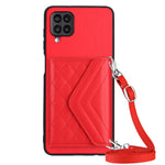 Custodia per telefono RFID con struttura rombica e cordino lungo, For Samsung Galaxy S21 FE, For Samsung Galaxy A52, For Samsung Galaxy A12