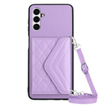 Custodia per telefono RFID con struttura rombica e cordino lungo, For Samsung Galaxy S23 5G, For Samsung Galaxy A14 5G, For Samsung Galaxy A04 4G, For Samsung Galaxy A13 5G / A04s