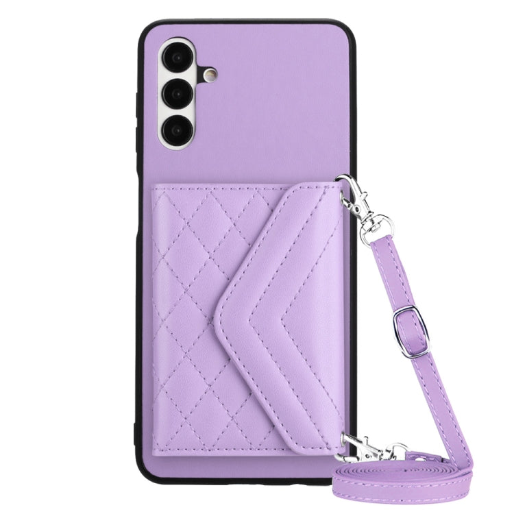 Custodia per telefono RFID con struttura rombica e cordino lungo, For Samsung Galaxy S23 5G, For Samsung Galaxy A14 5G, For Samsung Galaxy A04 4G, For Samsung Galaxy A13 5G / A04s