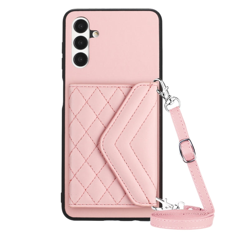 Custodia per telefono RFID con struttura rombica e cordino lungo, For Samsung Galaxy S23 5G, For Samsung Galaxy A14 5G, For Samsung Galaxy A04 4G, For Samsung Galaxy A13 5G / A04s