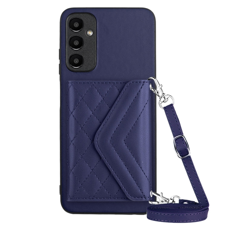 Custodia per telefono RFID con struttura rombica e cordino lungo, For Samsung Galaxy S24 5G, For Samsung Galaxy A15, For Samsung Galaxy A05 4G, For Samsung Galaxy A05s 4G
