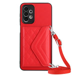 Custodia per telefono RFID con struttura rombica e cordino lungo, For Samsung Galaxy S20 FE, For Samsung Galaxy A23, For Samsung Galaxy A53 5G, For Samsung Galaxy A33 5G