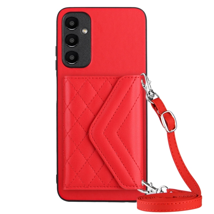 Custodia per telefono RFID con struttura rombica e cordino lungo, For Samsung Galaxy A25 5G, For Samsung Galaxy S23 FE 5G, For Samsung Galaxy A24 4G, For Samsung Galaxy A04e 4G / M04 4G