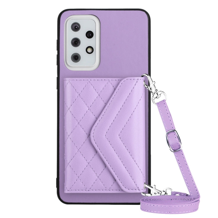 Custodia per telefono RFID con struttura rombica e cordino lungo, For Samsung Galaxy S20 FE, For Samsung Galaxy A23, For Samsung Galaxy A53 5G, For Samsung Galaxy A33 5G