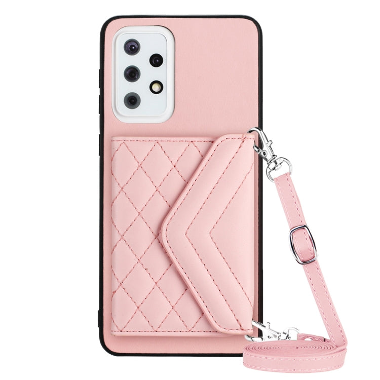 Custodia per telefono RFID con struttura rombica e cordino lungo, For Samsung Galaxy S20 FE, For Samsung Galaxy A23, For Samsung Galaxy A53 5G, For Samsung Galaxy A33 5G