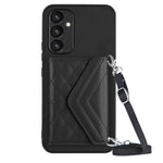 Custodia per telefono RFID con struttura rombica e cordino lungo, For Samsung Galaxy A34 5G, For Samsung Galaxy A54 5G, For Samsung Galaxy S23 Ultra 5G, For Samsung Galaxy S23+ 5G