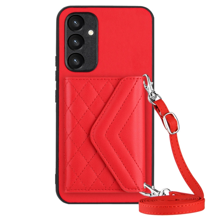 Custodia per telefono RFID con struttura rombica e cordino lungo, For Samsung Galaxy A34 5G, For Samsung Galaxy A54 5G, For Samsung Galaxy S23 Ultra 5G, For Samsung Galaxy S23+ 5G