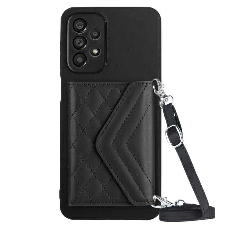 Custodia per telefono RFID con struttura rombica e cordino lungo, For Samsung Galaxy S21 FE, For Samsung Galaxy A52, For Samsung Galaxy A12