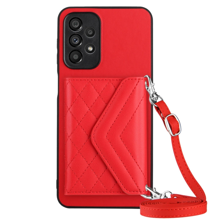 Custodia per telefono RFID con struttura rombica e cordino lungo, For Samsung Galaxy S21 FE, For Samsung Galaxy A52, For Samsung Galaxy A12