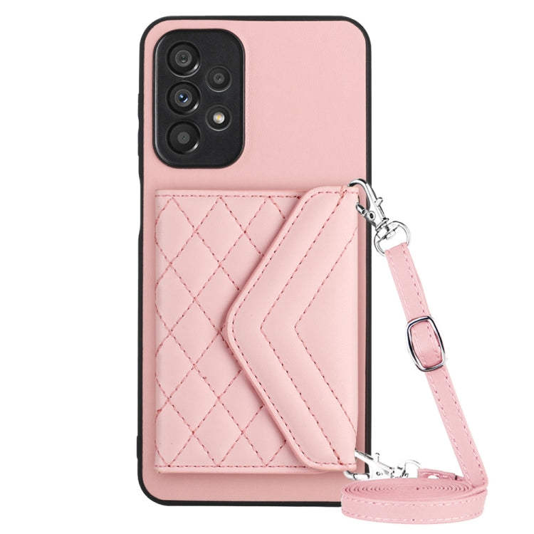 Custodia per telefono RFID con struttura rombica e cordino lungo, For Samsung Galaxy S20 FE, For Samsung Galaxy A23, For Samsung Galaxy A53 5G, For Samsung Galaxy A33 5G