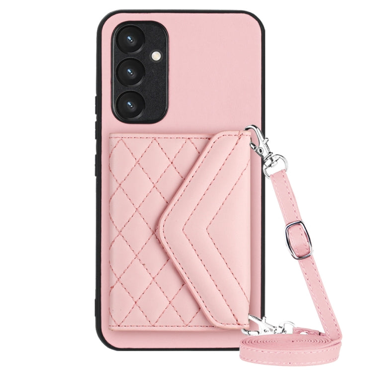 Custodia per telefono RFID con struttura rombica e cordino lungo, For Samsung Galaxy A34 5G, For Samsung Galaxy A54 5G, For Samsung Galaxy S23 Ultra 5G, For Samsung Galaxy S23+ 5G