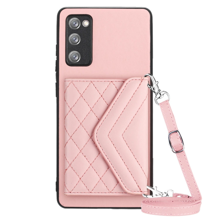 Custodia per telefono RFID con struttura rombica e cordino lungo, For Samsung Galaxy S20 FE, For Samsung Galaxy A23, For Samsung Galaxy A53 5G, For Samsung Galaxy A33 5G