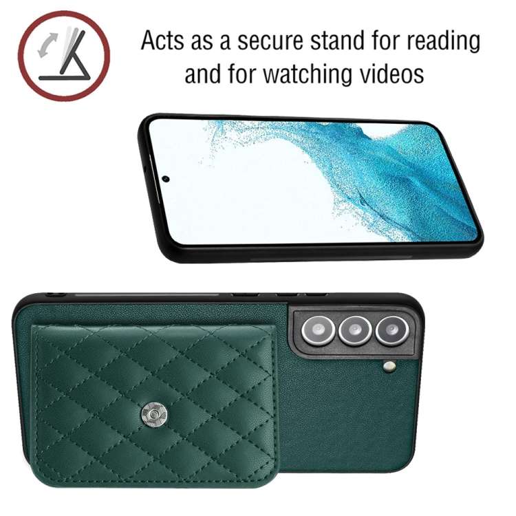 Custodia per telefono RFID con struttura rombica e cordino lungo, For Samsung Galaxy S21 FE, For Samsung Galaxy A52, For Samsung Galaxy A12