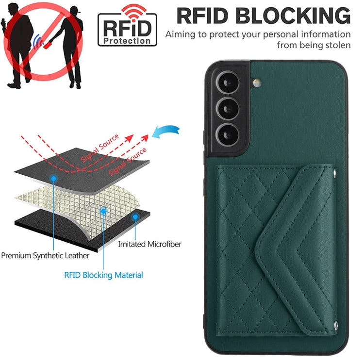 Custodia per telefono RFID con struttura rombica e cordino lungo, For Samsung Galaxy S21 FE, For Samsung Galaxy A52, For Samsung Galaxy A12