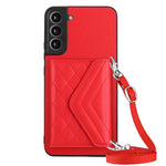Custodia per telefono RFID con struttura rombica e cordino lungo, For Samsung Galaxy S21 FE, For Samsung Galaxy A52, For Samsung Galaxy A12