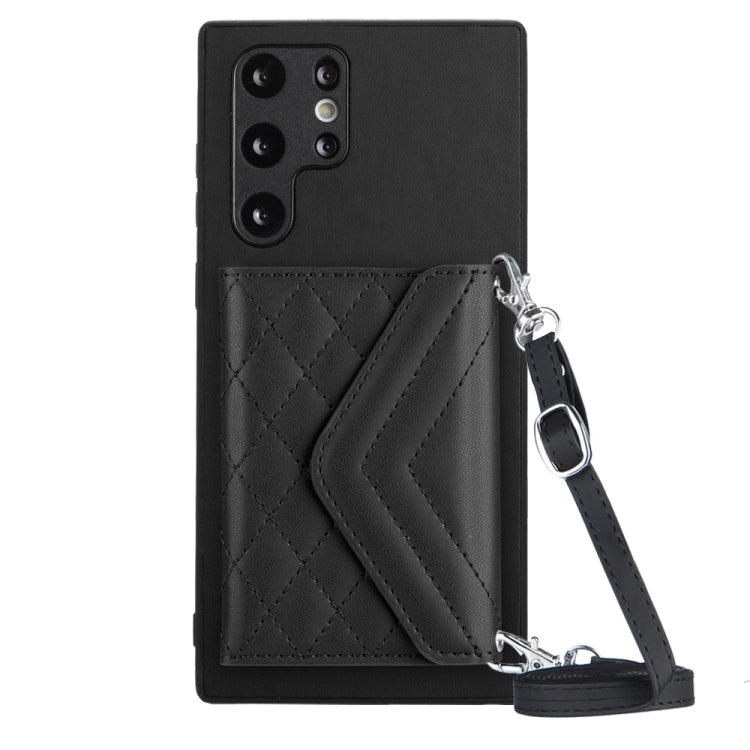 Custodia per telefono RFID con struttura rombica e cordino lungo, For Samsung Galaxy A13 4G, For Samsung Galaxy S22 Ultra 5G, For Samsung Galaxy S22+ 5G, For Samsung Galaxy S22 5G