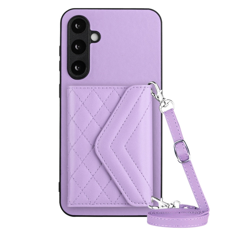 Custodia per telefono RFID con struttura rombica e cordino lungo, For Samsung Galaxy A25 5G, For Samsung Galaxy S23 FE 5G, For Samsung Galaxy A24 4G, For Samsung Galaxy A04e 4G / M04 4G